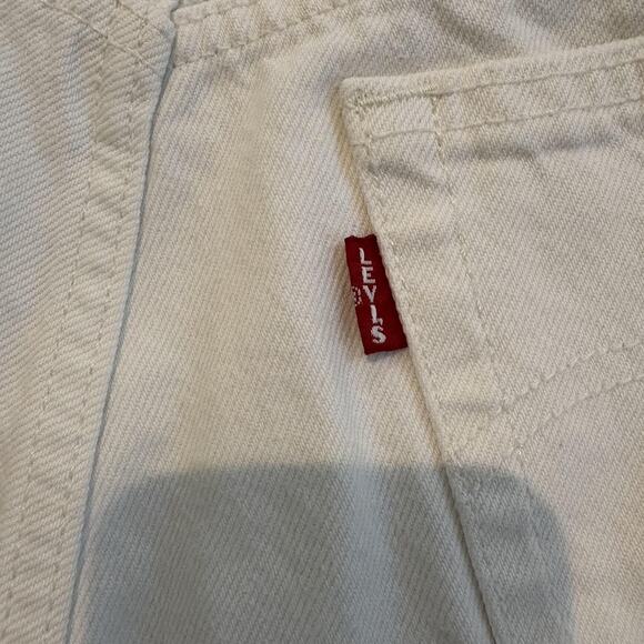 Levis 501 Original Shorts 32 White Denim‎ Distressed Button Fly Frayed Hem Big E - Picture 4 of 16